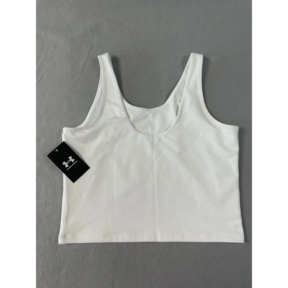 NWT Under Armour Fitted Motion Crop Tank Top White Womens‎ Athletic Sz XL